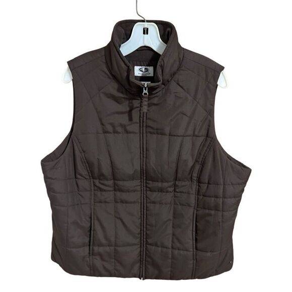 Althletic Works Woman Women’s Size 1X Brown Quilted Inner Fleece Zip Up Vest - Picture 1 of 8